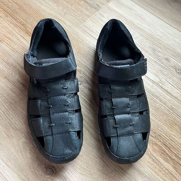 H.S. Trask Bozeman Mountain Black Leather Men’s Sandals Size 10